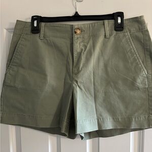 LOFT Green Bermuda Shorts Cotton Blend Classic